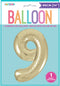 CHAMPAGNE GOLD "9" NUMERAL FOIL BALLOON 86CM (34")